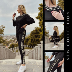 LUNACHIC - SET MODERN CU TRICOU ȘI PANTALONI