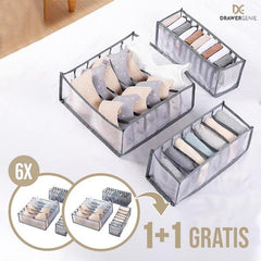 DRAWERGENIE® – SET DE 3 ORGANIZATOARE PENTRU GARDEROBĂ 1+1 GRATIS