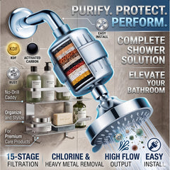 CLAROVEX - SET DE DUȘ CU FILTRU DIN 3 PIESE PENTRU O PIELE ȘI UN PĂR MAI BUNI