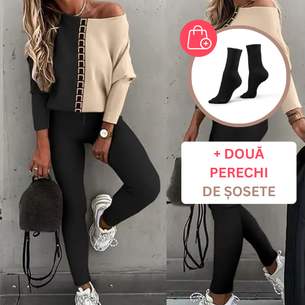 LUNACHIC - SET MODERN CU TRICOU ȘI PANTALONI