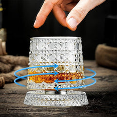 VORTIVA™ - Pahar de whisky rotativ din cristal cu model gravat