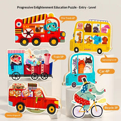 PLAYMIND™ - TABLA DE PUZZLE MAGNETICA DIN LEMN CU DOUA FETE PENTRU COPII