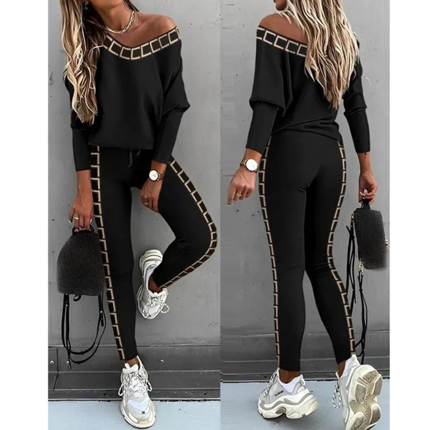 LUNACHIC - SET MODERN CU TRICOU ȘI PANTALONI