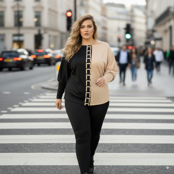 LUNACHIC - SET MODERN CU TRICOU ȘI PANTALONI