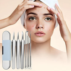POREVA™ - Set 7 în 1 pentru puncte negre și comedoane, oțel inoxidabil, cu cutie