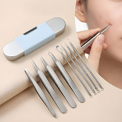 POREVA™ - Set 7 în 1 pentru puncte negre și comedoane, oțel inoxidabil, cu cutie