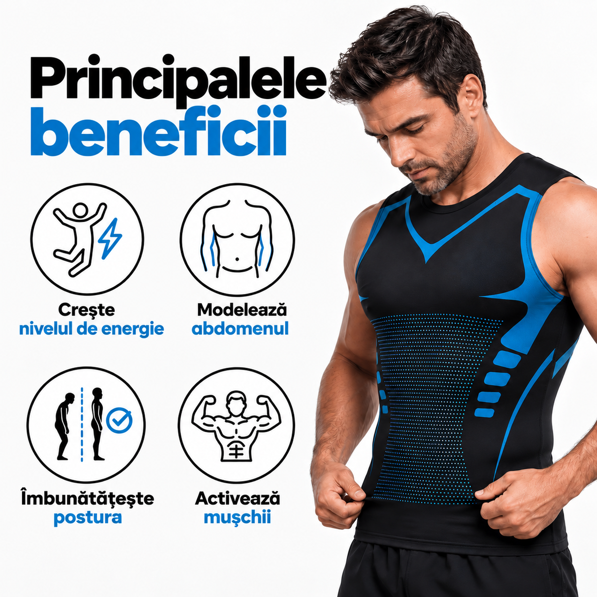 ShapeFlex™ – maiou compresiv pentru modelarea siluetei masculine