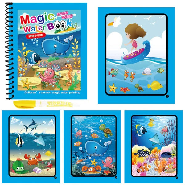 MAGIKO™ - Carte de colorat cu apă, reutilizabilă, fără mizerie, cu creion inclus