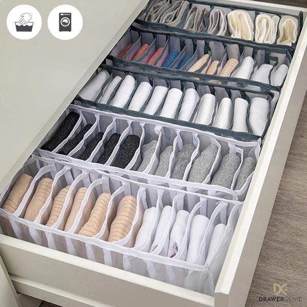 DRAWERGENIE® –  SET DE 3 ORGANIZATOARE PENTRU GARDEROBĂ 1+1 GRATIS